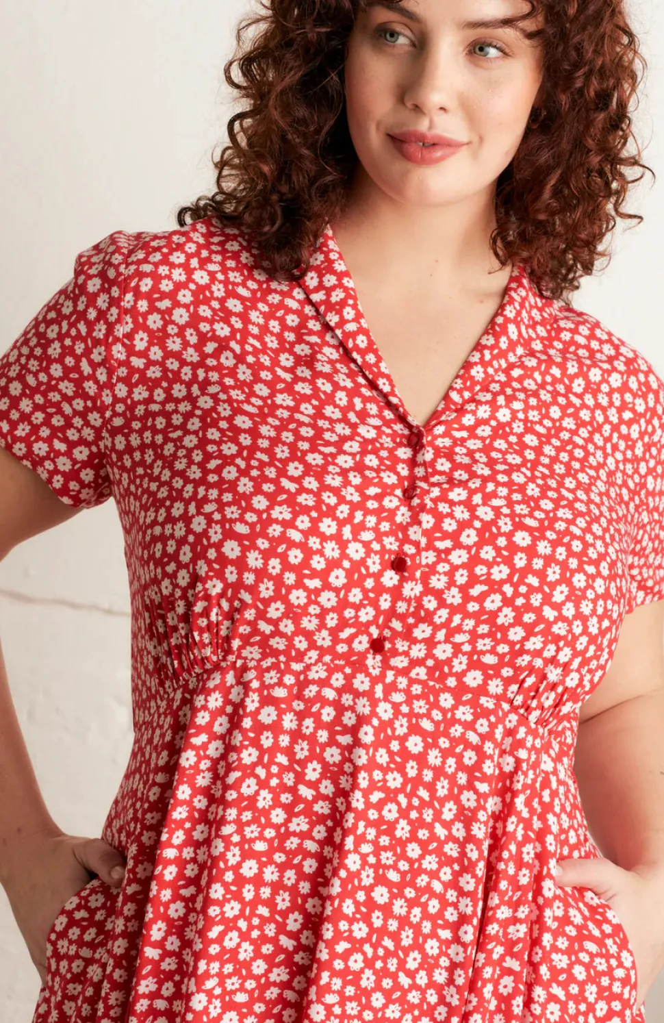 Adele Red Ditsy Daisy Dress