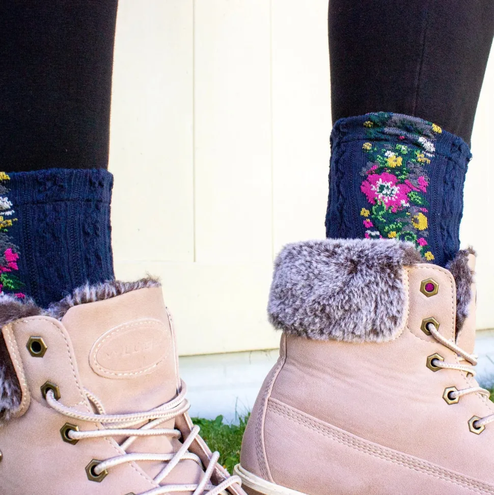 Audrey Vintage Floral Socks - Several Colrs