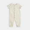 Canary Striped Cross Hatch Linen Playsuit