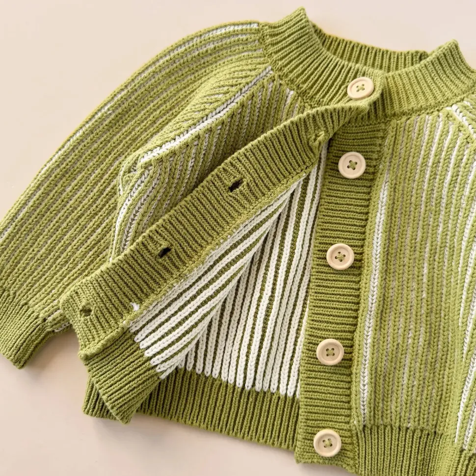 Cotton Brioche Cardigan - Green