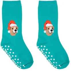 3D Packaged Crew Socks - Santa Puppy