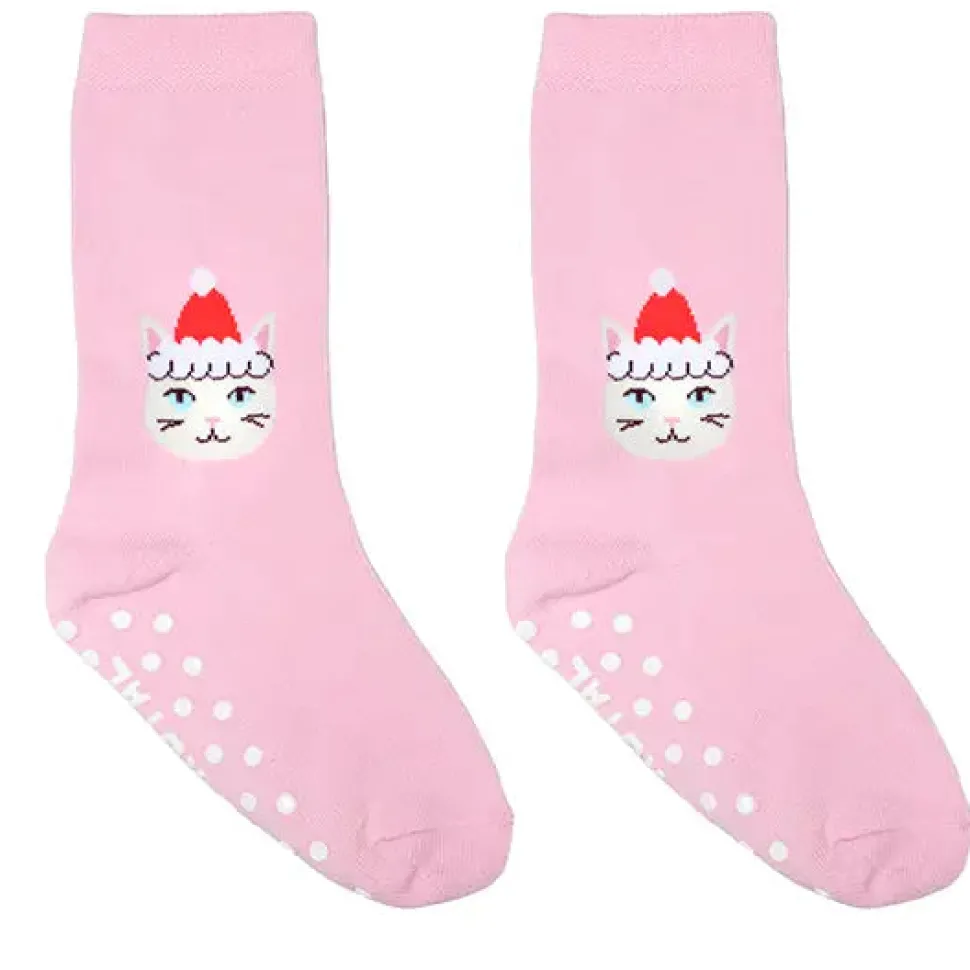 3D Packaged Crew Socks - Santa Kitty
