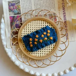 Handmade Flower Crochet Hair Clip - Blue