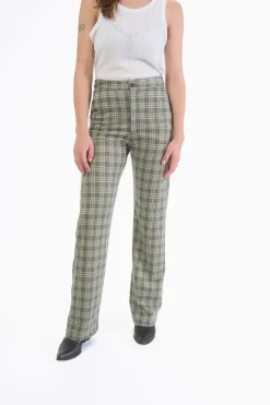 Jacquard 4-Pocket Chino - Olive Plaid
