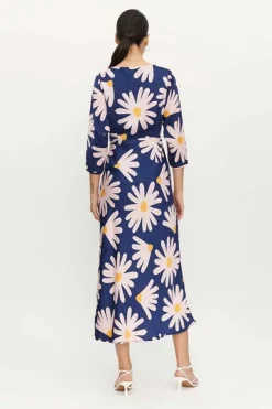 Long Floral Tie Front Dress