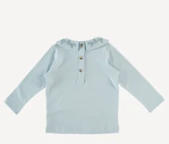 Long Sleeve Embroidered Peter Pan Tee