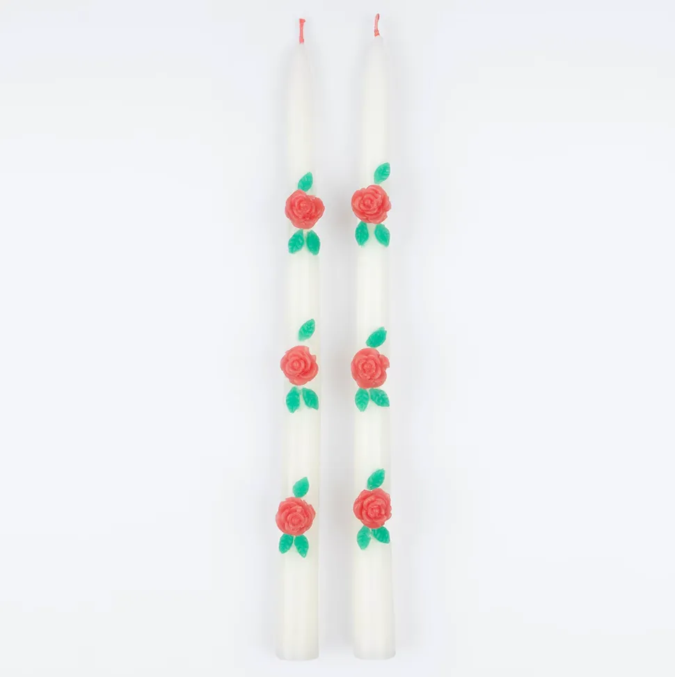 Rose Taper Candles (x2)