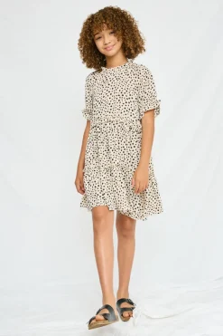 Abstract Dot Ruffle Tiered Dress