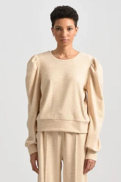 Balloon Sleeve Sweatshirt - Beige