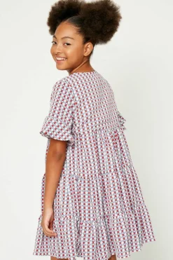 Banded Surplice Neckline Print Dress