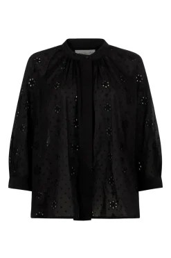 Bianca Lurex Broderie Black Blouse