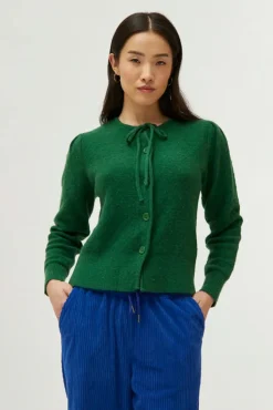 Bow Knit Cardigan - Green