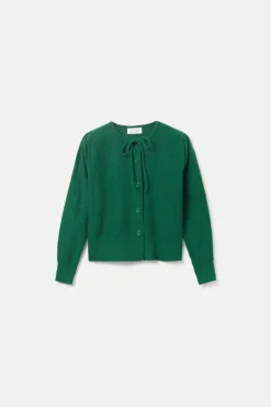 Bow Knit Cardigan - Green