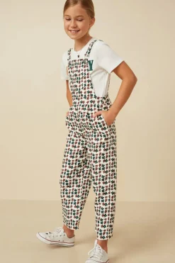 Brushed Floral Print Overalls