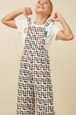 Brushed Floral Print Overalls