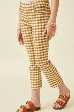 Button Closure Checkered Pants