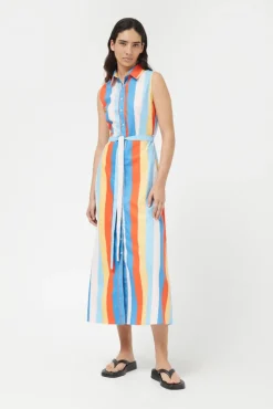 Button Front Stripe Dress