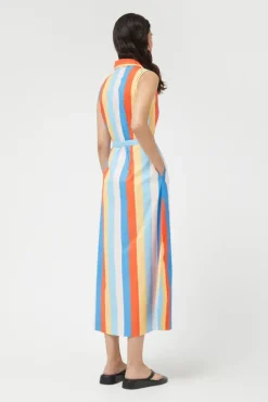 Button Front Stripe Dress