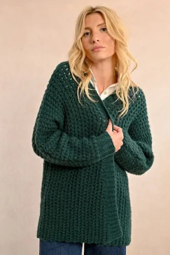 Cable Cardigan - Forest Green