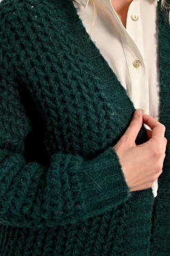Cable Cardigan - Forest Green