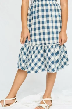 Checkered Ruffle Tiered Skirt