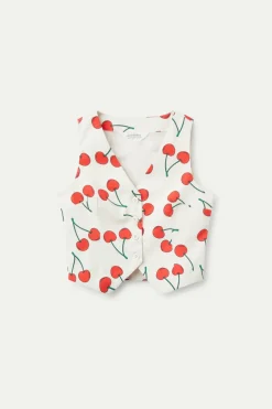 Cherry Print Tailored Vest
