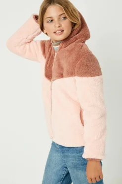 Color Block Fleece Hooded Jacket