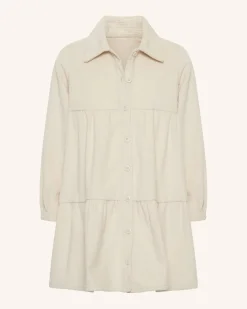 Corduroy Tiered Dress - Cream
