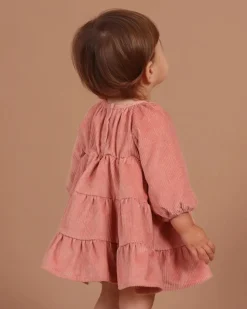Corduroy Tiered Dress - Dusty Rose