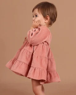 Corduroy Tiered Dress - Dusty Rose