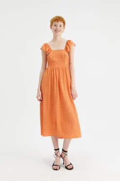 Crinkled Midi Dress with Open Back