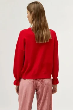 Cuff Detail Sweater - Red