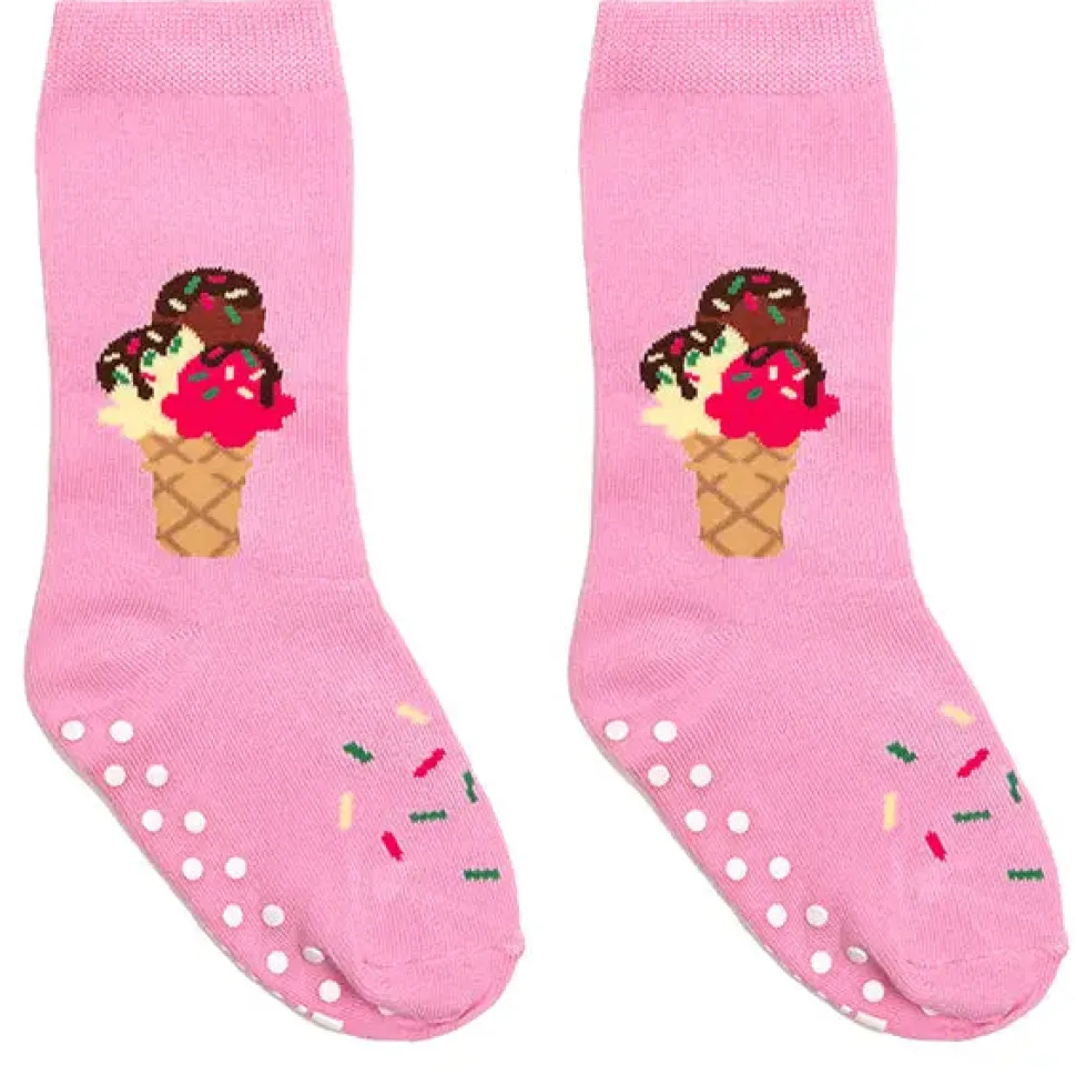 3D Packaged Crew Socks - Ice Cream Cone W/Sprinkles -Pink