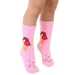 3D Packaged Crew Socks - Ice Cream Cone W/Sprinkles -Pink