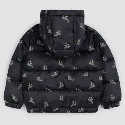 Dragon Print on Black Hooded Packable