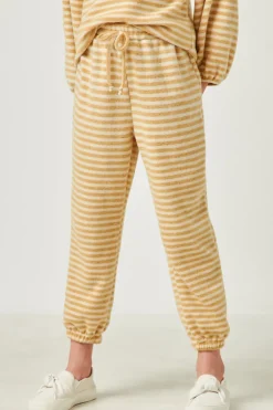 Drawstring Waist Brushed Striped Jogger