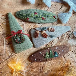 Embroidered Holiday Hair Barrettes - Several Styles