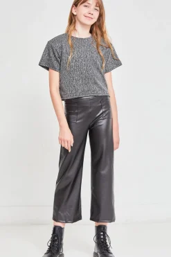 Faux Leather Wide Legs Pants