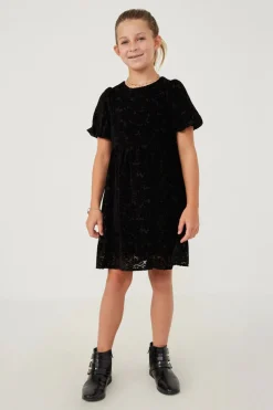 Floral Burnout Puff Sleeve Dress