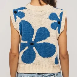 Floral Sweater Vest - Cream