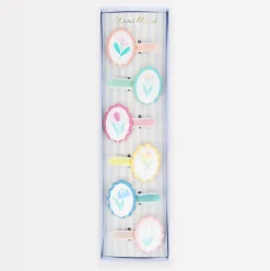 Flower Cameo Hair Clips (x6)