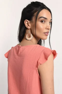 Front Knotted Top - Coral