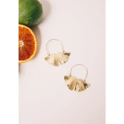 Ginkgo Hoop Earrings - 18k Gold Plating