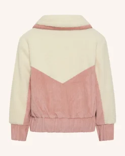 Girls Corduroy Sherpa Zip Jacket - Dusty Rose