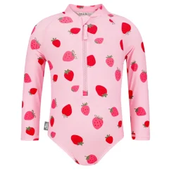 Girls One Piece UV Swimsuit | Pink Strawberry