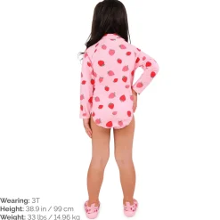 Girls One Piece UV Swimsuit | Pink Strawberry