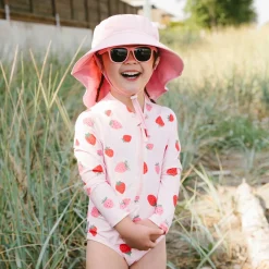 Girls One Piece UV Swimsuit | Pink Strawberry