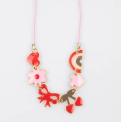 Hearts & Cherries Enamel Charm Necklace