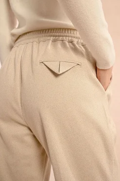 Herringbone Jogger Pants - Cream