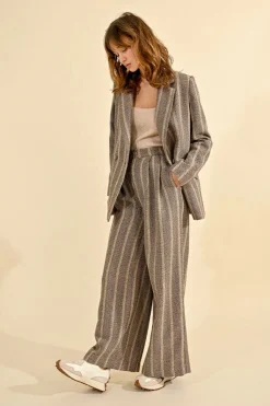 Herringbone Wide-Leg Pants